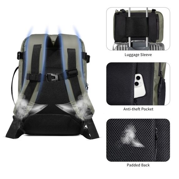 Tech-Protect Defender S50 Backpack for Ryanair &amp; Wizzar, 20L Laptop - Olive - Bags & Backpacks - Laptop Accessories - Techbox