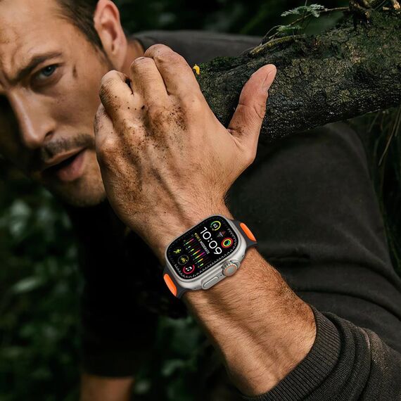 Tech-Protect IconBand Line Strap for Apple Watch 44 / 45 / 46 / 49 mm - Black and Orange | Techbox