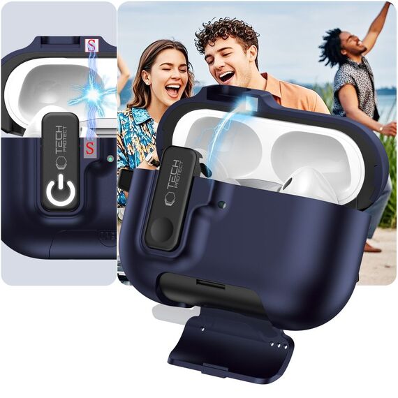Tech-Protect Slim Hook Case for AirPods Pro 3 - Navy Blue | Techbox