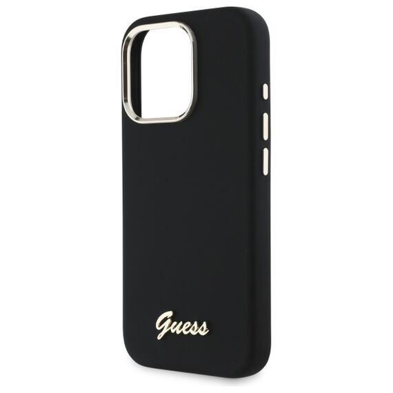 Guess Silicone Script Metal Logo &amp; Frame Case for iPhone 16 Pro Max - Black - Uncategorized Cases (2) - Cases - Techbox