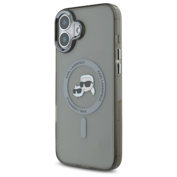 Karl Lagerfeld IML Metal Karl&amp;Choupette Head MagSafe Case for iPhone 16 Plus - Black | Techbox