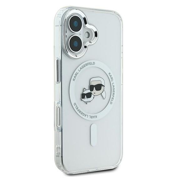 Karl Lagerfeld IML Metal Karl&amp;Choupette Head MagSafe Case for iPhone 16 Plus - White | Techbox