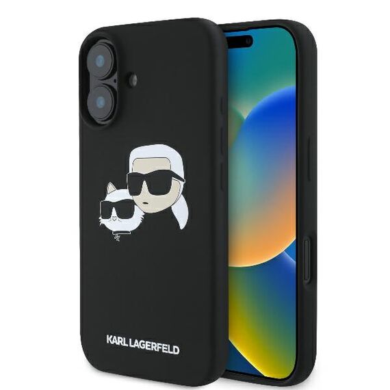 Karl Lagerfeld Silicone Nauble Heads Print MagSafe Case for iPhone 16 - Black - Uncategorized Cases (2) - Cases - Techbox