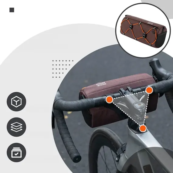 Rockbros 30110054003 Handlebar Bicycle Bag 2.2L - Brown | Techbox