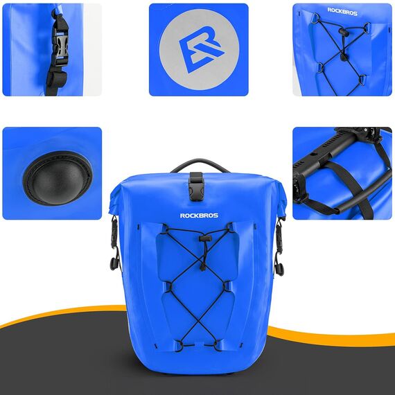 Rockbros 30140022004 Waterproof Bicycle Bag 25-32L - Blue - Bicycle - Sports & Fitness - Techbox