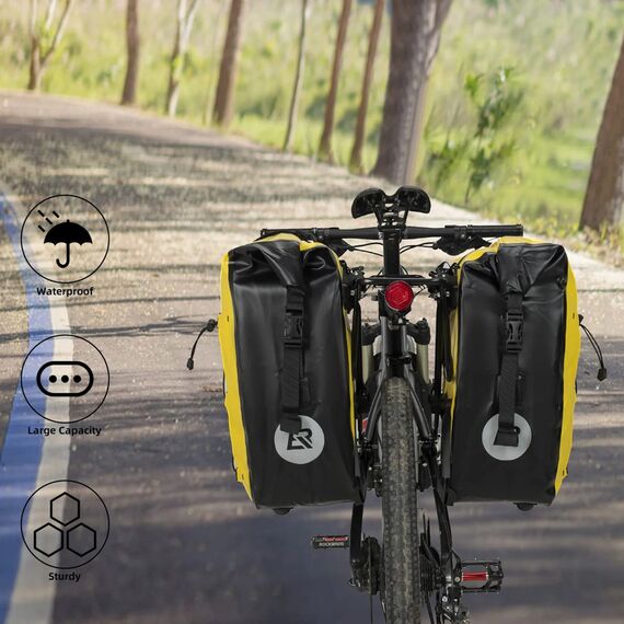 Rockbros 30140022005 Waterproof Bicycle Pannier 25-32L - Yellow - Bicycle - Sports & Fitness - Techbox