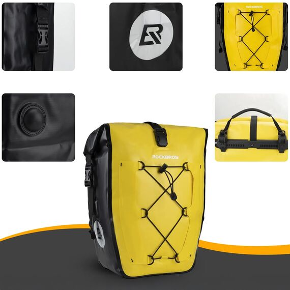 Rockbros 30140022005 Waterproof Bicycle Pannier 25-32L - Yellow - Bicycle - Sports & Fitness - Techbox