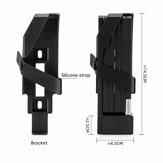 Rockbros 32140003001 foldable bicycle lock with key and handle, 88cm - black | Techbox