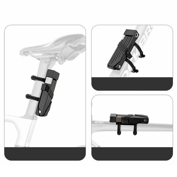 Rockbros 32140003001 foldable bicycle lock with key and handle, 88cm - black | Techbox