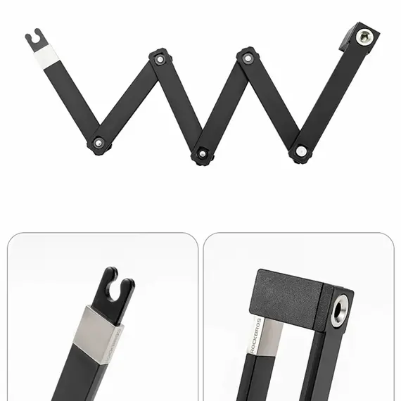 Rockbros 32140003001 foldable bicycle lock with key and handle, 88cm - black | Techbox