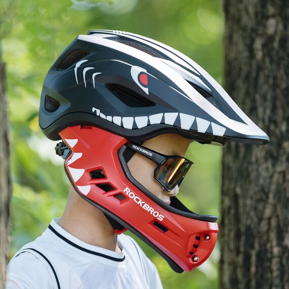 Rockbros TT-32005 Shark Children's Bike Helmet with Detachable Jaw Size M (54-58) - Black | Techbox