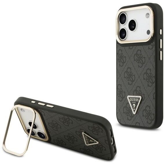 Guess 4G PU Triangle Logo &amp; Stand Camera Magsafe Case for iPhone 17 Pro - Black - Uncategorized Cases (2) - Cases - Techbox