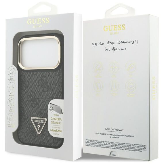 Guess 4G PU Triangle Logo &amp; Stand Camera Magsafe Case for iPhone 17 Pro - Black - Uncategorized Cases (2) - Cases - Techbox