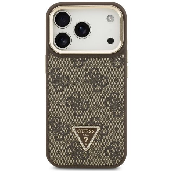 Guess 4G PU Triangle Logo &amp; Stand Camera Magsafe Case for iPhone 17 Pro - Brown - Uncategorized Cases (2) - Cases - Techbox