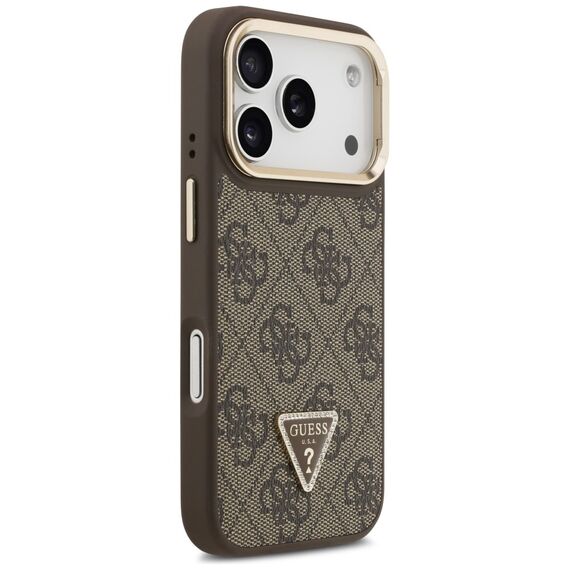 Guess 4G PU Triangle Logo &amp; Stand Camera Magsafe Case for iPhone 17 Pro - Brown - Uncategorized Cases (2) - Cases - Techbox