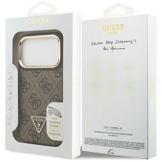 Guess 4G PU Triangle Logo &amp; Stand Camera Magsafe Case for iPhone 17 Pro - Brown - Uncategorized Cases (2) - Cases - Techbox