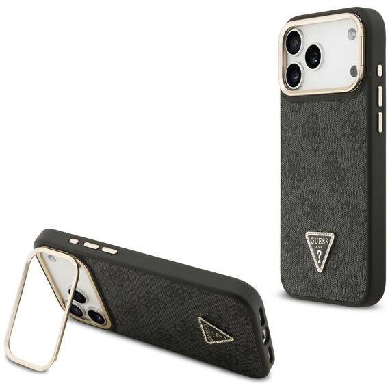 Guess 4G PU Triangle Logo &amp; Stand Camera Magsafe Case for iPhone 17 Pro Max - Black - Uncategorized Cases (2) - Cases - Techbox