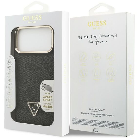 Guess 4G PU Triangle Logo &amp; Stand Camera Magsafe Case for iPhone 17 Pro Max - Black - Uncategorized Cases (2) - Cases - Techbox