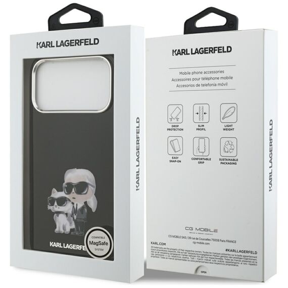 Karl Lagerfeld IML Aquarelle Karl &amp; Choupette &amp; Logo MagSafe Case for iPhone 17 Pro - Black | Techbox