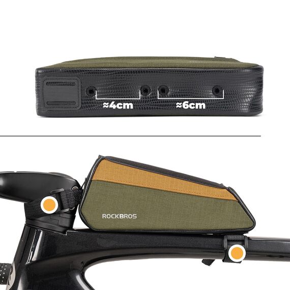 Rockbros 088 Top Tube Bike Bag 0.25L - Green and Orange - Smartphone Holders - Smartphones - Techbox