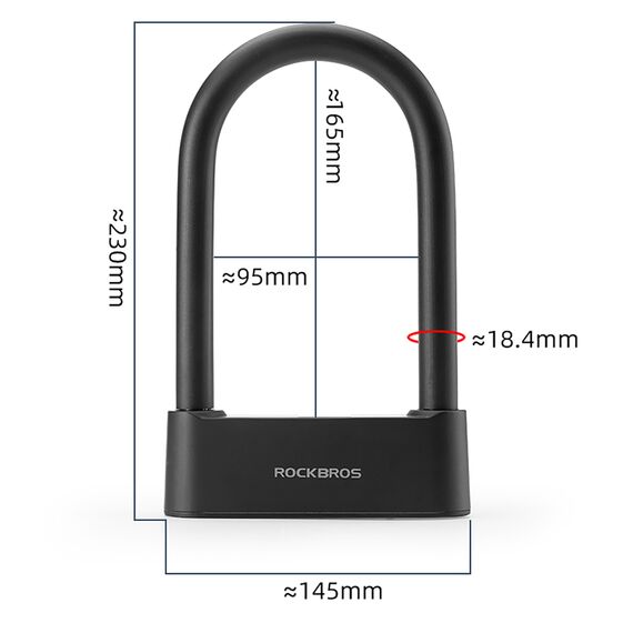 Rockbros 32210818001 SMART Bicycle Lock with Fingerprint Reader and Bluetooth Connectivity - Black | Techbox