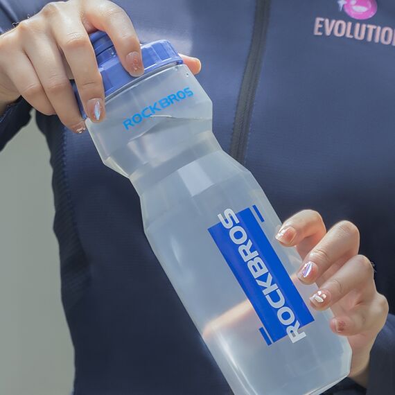 Rockbros 750 ml Bicycle Bottle - Transparent with Blue Mouthpiece | Techbox