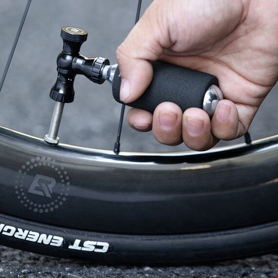 Rockbros CO₂ pump, aluminum alloy valve head, cartridge-free, Presta/Schrader compatible - black - Bicycle - Sports & Fitness - Techbox