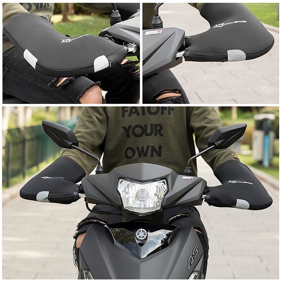 Rockbros D16-B Motorcycle-Compatible Windproof Waterproof Handlebar Gloves - Black | Techbox