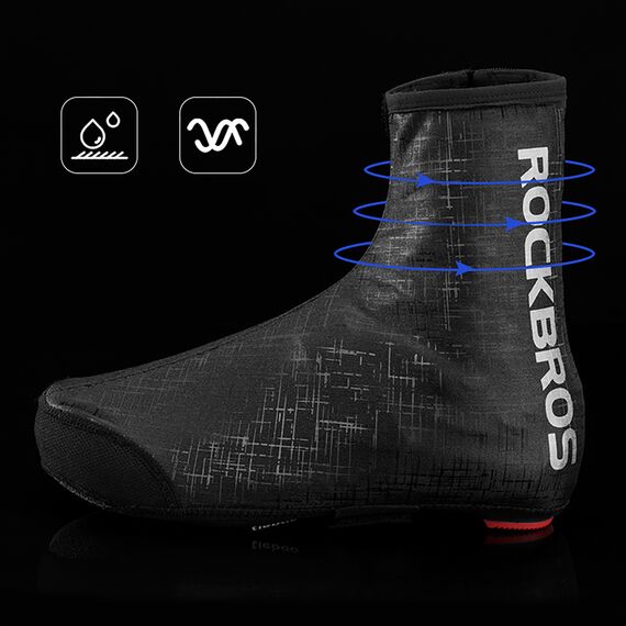 Rockbros LF1081 Windproof Waterproof Shoe Covers 42-46 cm - Black - Bicycle - Sports & Fitness - Techbox