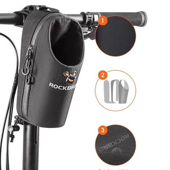 Rockbros P002 Handlebar Bag Compatible with Scooters and Folding City Bikes 1.5L - Black - Smartphone Holders - Smartphones - Techbox