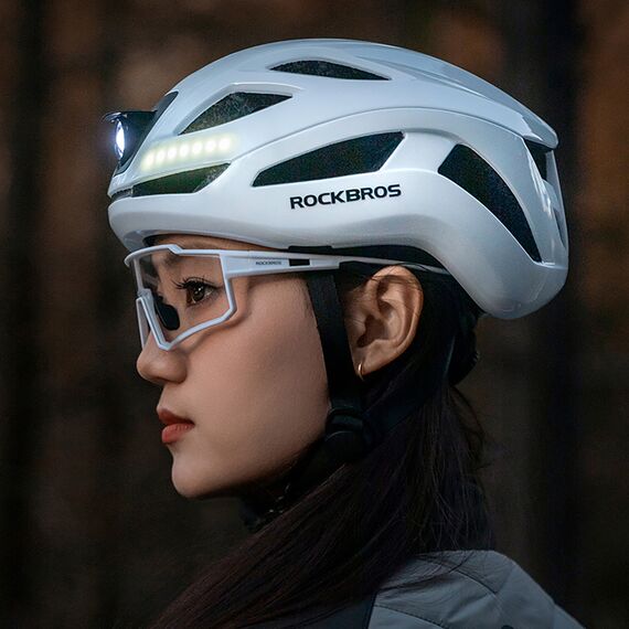Rockbros ZK-077 Bicycle Helmet with Integrated Multi-Directional Lighting 57-61 cm - White - Bicycle - Sports & Fitness - Techbox