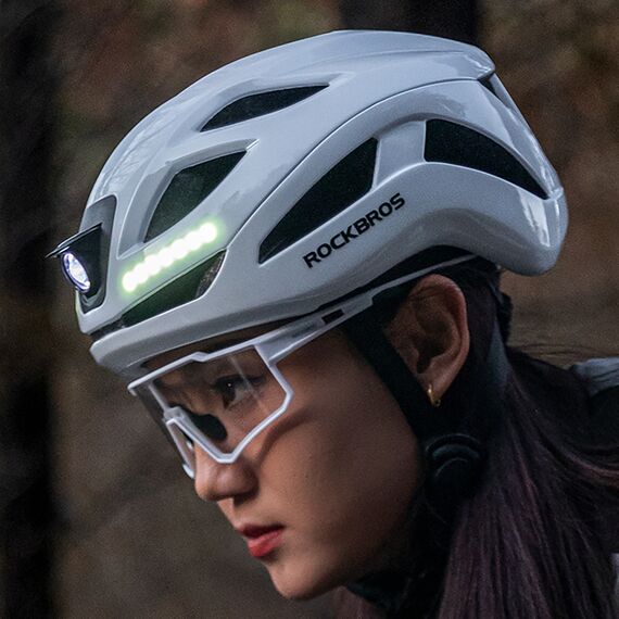 Rockbros ZK-077 Bicycle Helmet with Integrated Multi-Directional Lighting 57-61 cm - White - Bicycle - Sports & Fitness - Techbox