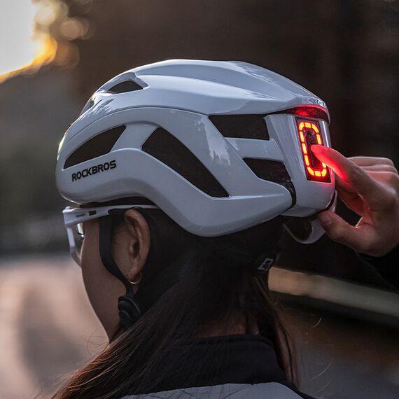 Rockbros ZK-077 Bicycle Helmet with Integrated Multi-Directional Lighting 57-61 cm - White - Bicycle - Sports & Fitness - Techbox