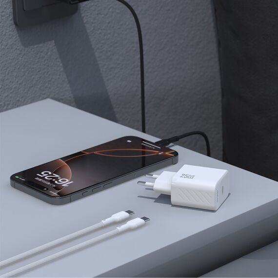 Dudao A27CEU PD 25W GaN SB-C Wall Charger with USB-C Cable - Black - Travel Chargers - Smartphone Chargers - Techbox