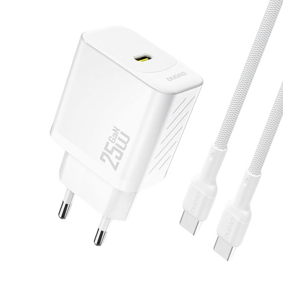 Dudao A27CEU PD 25W GaN SB-C Wall Charger with USB-C Cable - White - Travel Chargers - Smartphone Chargers - Techbox