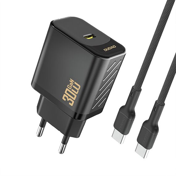 Dudao A27PCEU PD 30W GaN USB-C Wall Charger with USB-C Cable - Black - Travel Chargers - Smartphone Chargers - Techbox
