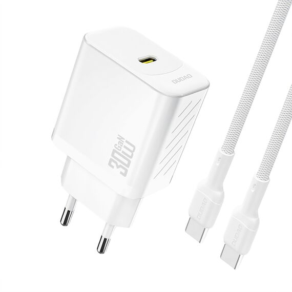 Dudao A27PCEU PD 30W GaN USB-C Wall Charger with USB-C Cable - White - Travel Chargers - Smartphone Chargers - Techbox
