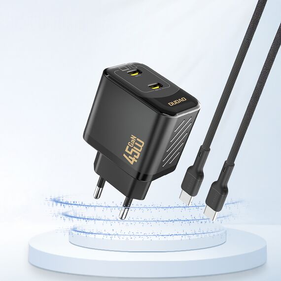 Dudao A28PEU PD 45W GaN 2xUSB Wall Charger - Black | Techbox