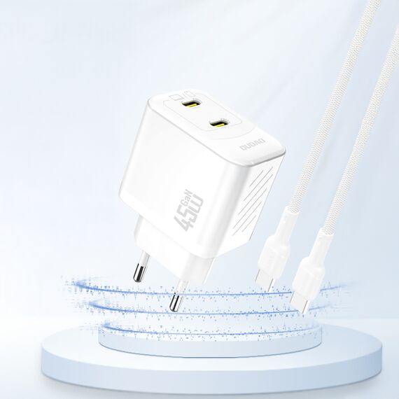 Dudao A28PEU PD 45W GaN 2xUSB Wall Charger - White - Travel Chargers - Smartphone Chargers - Techbox