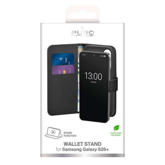 Puro Eco-Leather Case for Samsung Galaxy S26 Plus with Wallet - Black | Techbox