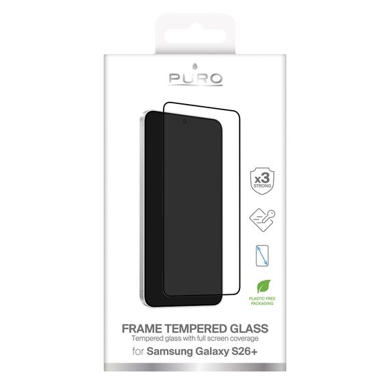 Puro Frame Tempered Glass for Samsung Galaxy S26 Plus - with Black Frame | Techbox