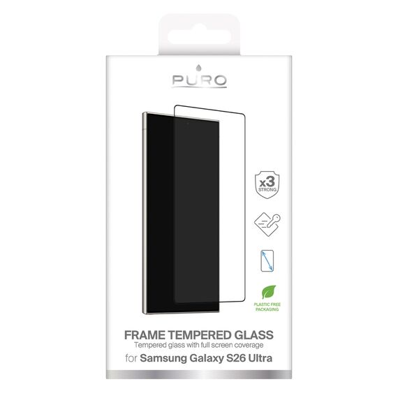 Puro Frame Tempered Glass for Samsung Galaxy S26 Ultra - with Black Frame | Techbox