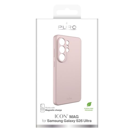 Puro ICON MAG Protective Case for Samsung Galaxy S26 Ultra Silicone Compatible with MagSafe - Pink | Techbox