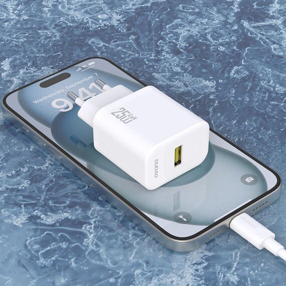 Dudao A27STEU 25W GaN USB-A Wall Charger with USB-A - USB-C Cable - White | Techbox