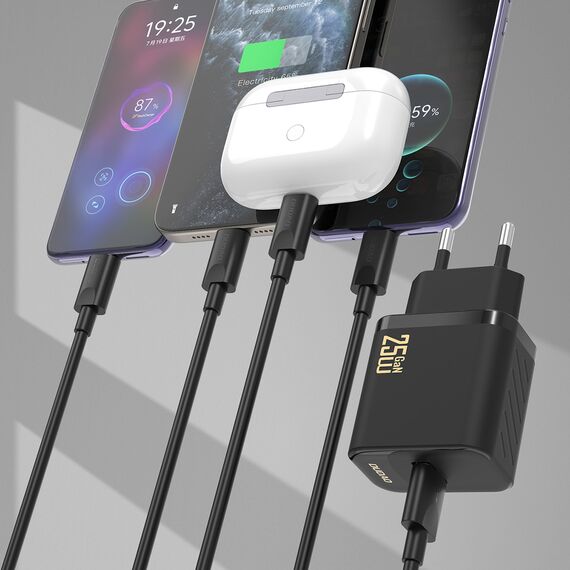 Dudao A27STEU 25W GaN USB-A Wall Charger with USB-A - USB-C Cable - White | Techbox