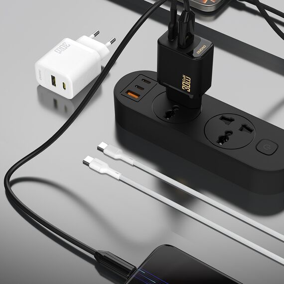 Dudao A27TCEU PD 30W GaN USB-A USB-C Wall Charger with USB-C Cable - Black - Travel Chargers - Smartphone Chargers - Techbox