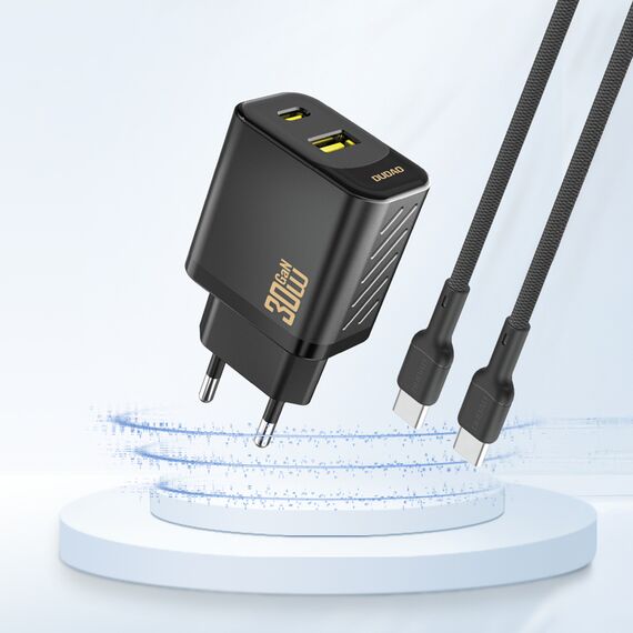 Dudao A27TEU PD 30W GaN USB-A USB-C Wall Charger - Black - Travel Chargers - Smartphone Chargers - Techbox
