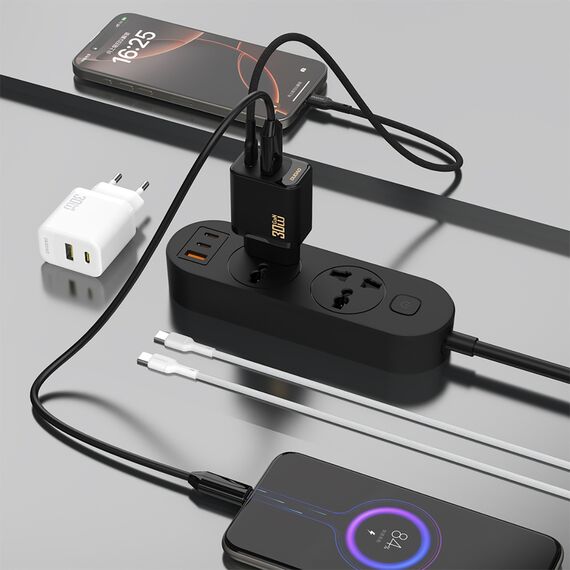 Dudao A27TEU PD 30W GaN USB-A USB-C Wall Charger - Black - Travel Chargers - Smartphone Chargers - Techbox