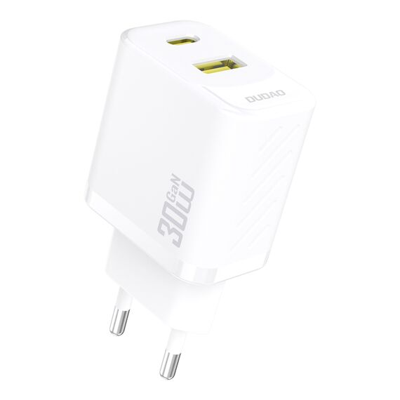 Dudao A27TEU PD 30W GaN USB-A USB-C Wall Charger - White | Techbox