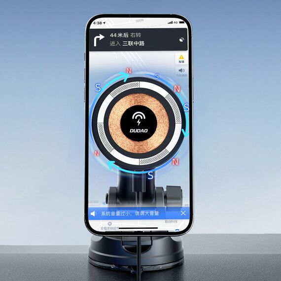 Dudao F12MAX+ Car Holder with 15W Wireless Charger, Compatible with Magsafe - Black